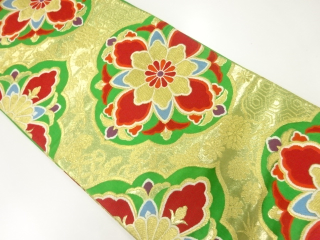 アンティーク　華文織り出し織り出し袋帯(着用可)